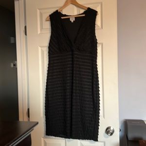 Black ruffled v- neck dress